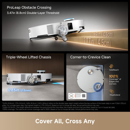 DREAME X60 Ultra Robot Vacuum and Mop, 3.13in Ultra-Thin Design, 3.47in Obstacle Clearing, 35,000Pa Suction, Self Emptying&Refilling, Mop Self-Cleaning, 100% Detangling, 280+Obstacle Avoidance, Black