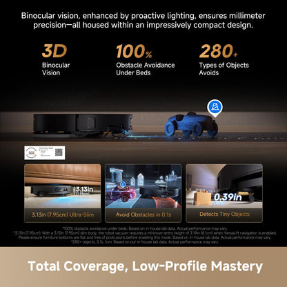 DREAME X60 Ultra Robot Vacuum and Mop, 3.13in Ultra-Thin Design, 3.47in Obstacle Clearing, 35,000Pa Suction, Self Emptying&Refilling, Mop Self-Cleaning, 100% Detangling, 280+Obstacle Avoidance, Black