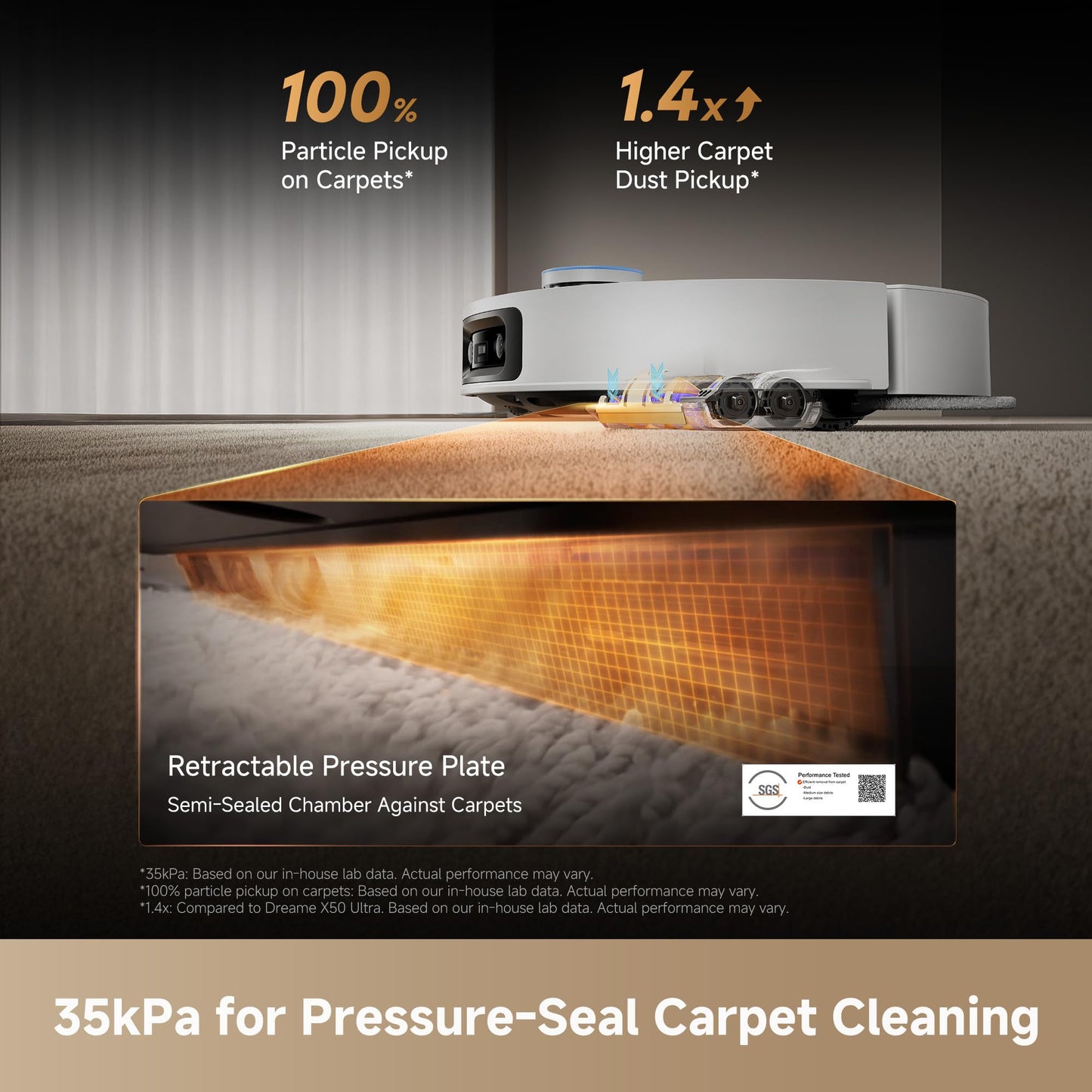 DREAME X60 Ultra Robot Vacuum and Mop, 3.13in Ultra-Thin Design, 3.47in Obstacle Clearing, 35,000Pa Suction, Self Emptying&Refilling, Mop Self-Cleaning, 100% Detangling, 280+Obstacle Avoidance, Black