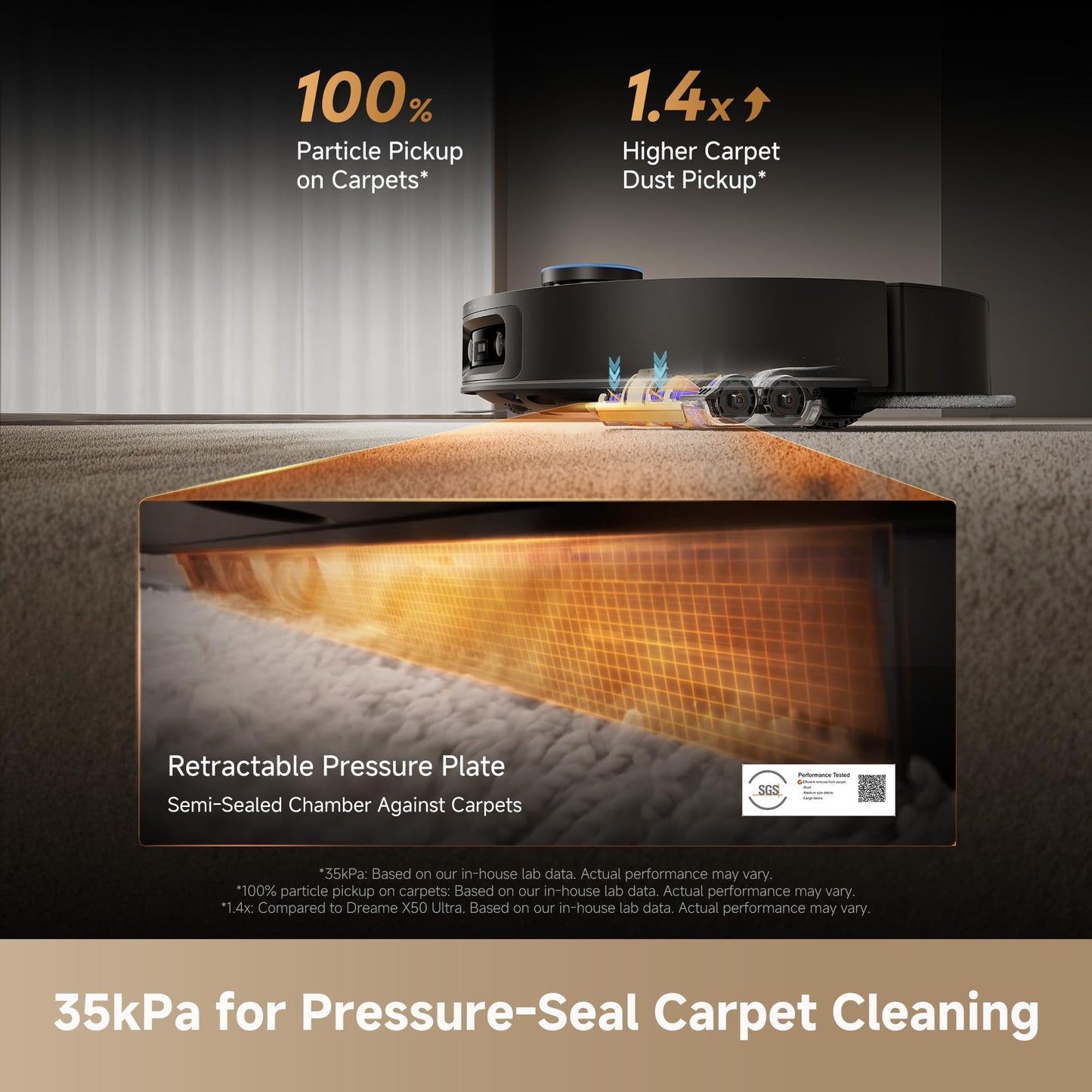 DREAME X60 Ultra Robot Vacuum and Mop, 3.13in Ultra-Thin Design, 3.47in Obstacle Clearing, 35,000Pa Suction, Self Emptying&Refilling, Mop Self-Cleaning, 100% Detangling, 280+Obstacle Avoidance, Black