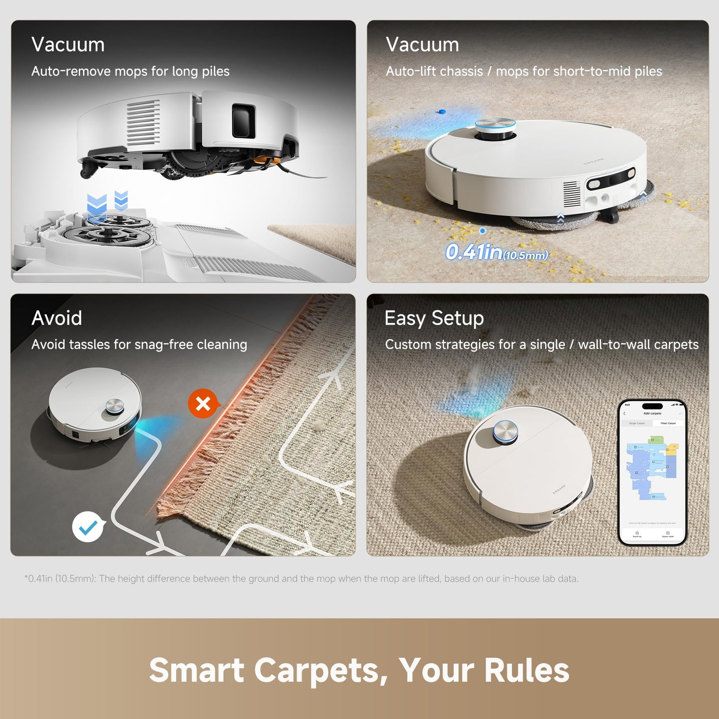 DREAME X60 Ultra Robot Vacuum and Mop, 3.13in Ultra-Thin Design, 3.47in Obstacle Clearing, 35,000Pa Suction, Self Emptying&Refilling, Mop Self-Cleaning, 100% Detangling, 280+Obstacle Avoidance, Black