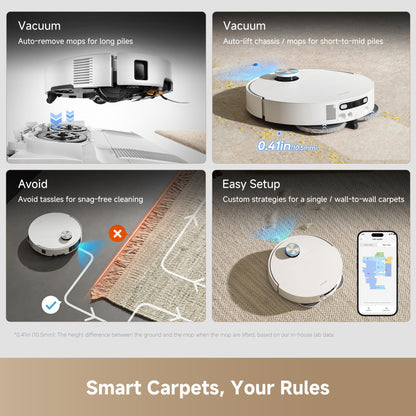 DREAME X60 Ultra Robot Vacuum and Mop, 3.13in Ultra-Thin Design, 3.47in Obstacle Clearing, 35,000Pa Suction, Self Emptying&Refilling, Mop Self-Cleaning, 100% Detangling, 280+Obstacle Avoidance, Black