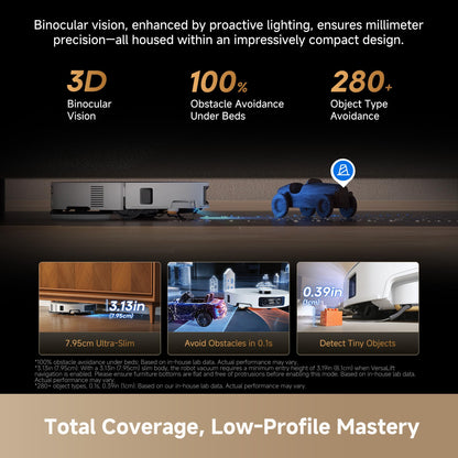 DREAME X60 Ultra Robot Vacuum and Mop, 3.13in Ultra-Thin Design, 3.47in Obstacle Clearing, 35,000Pa Suction, Self Emptying&Refilling, Mop Self-Cleaning, 100% Detangling, 280+Obstacle Avoidance, Black